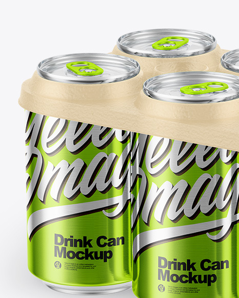 6 Pack Metallic Cans with Holder Mockup PSD #4