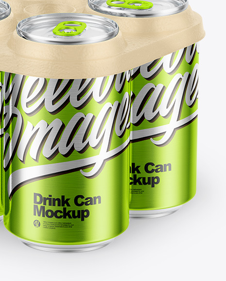 6 Pack Metallic Cans with Holder Mockup PSD #5