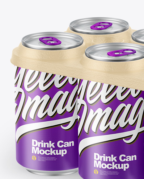 6 Pack Matte Cans with Holder Mockup PSD #1