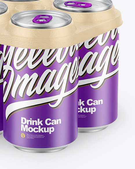 6 Pack Matte Cans with Holder Mockup PSD #6