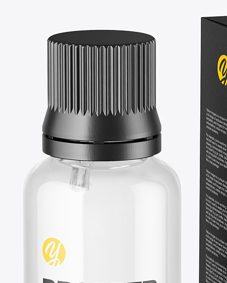 Clear Glass Dropper Bottle with Paper Box Mockup PSD #7