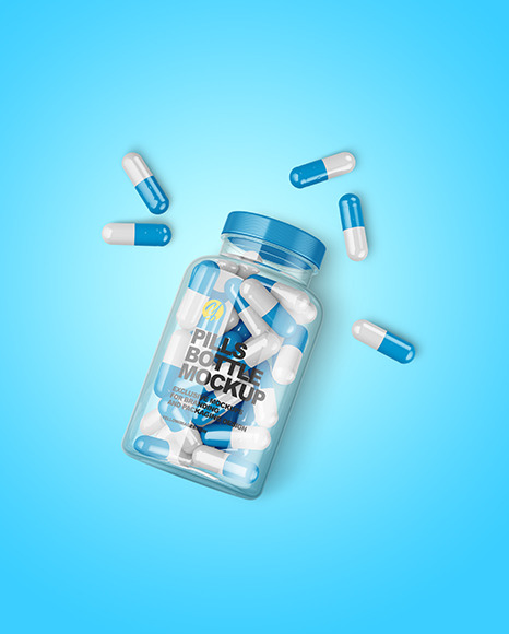 Clear Bottle with Pills Mockup PSD #2