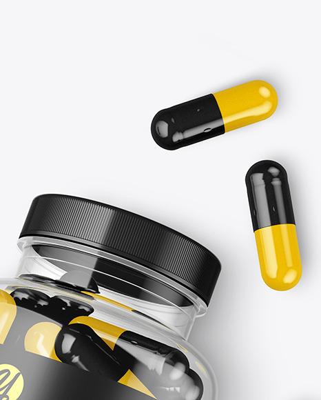 Clear Bottle with Pills Mockup PSD #1