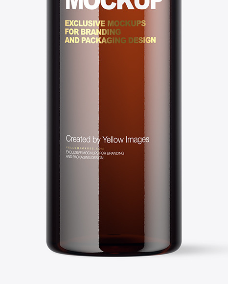 Amber Plastic Bottle Mockup PSD #1