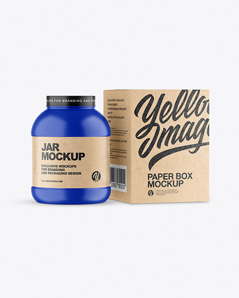 Matte Plastic Jar with Kraft Box Mockup PSD #2