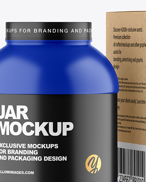 Matte Plastic Jar with Kraft Box Mockup PSD #1