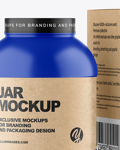 Matte Plastic Jar with Kraft Box Mockup PSD #6