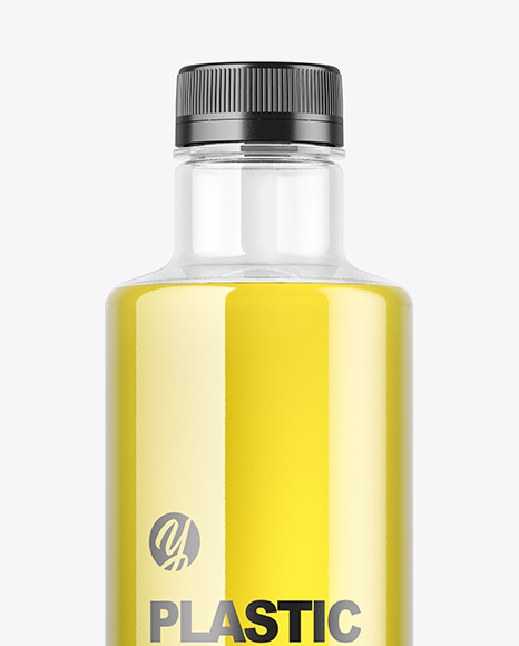 Clear Plastic Bottle with Oil Mockup PSD #2