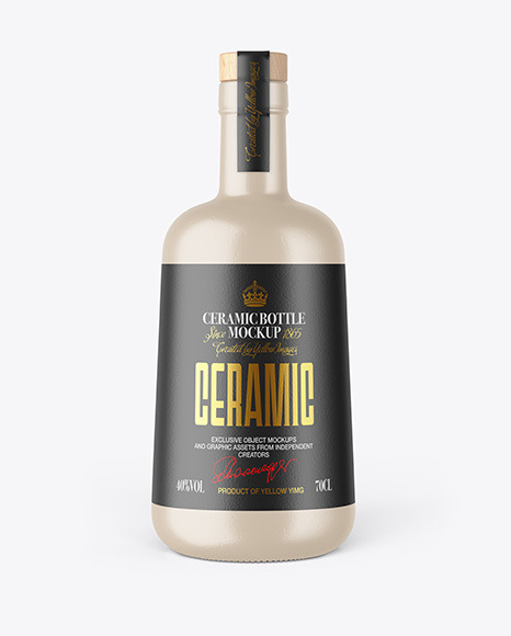 Ceramic Bottle with Wooden Cap Mockup PSD #2