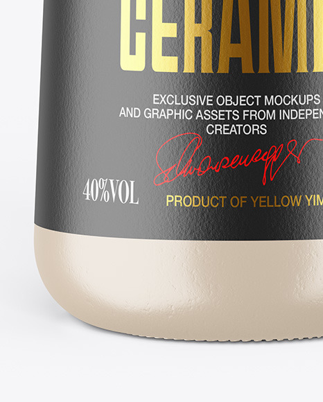 Ceramic Bottle with Wooden Cap Mockup PSD #5