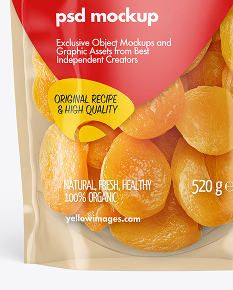 Clear Plastic Pouch w  Dried Apricots Mockup PSD #7