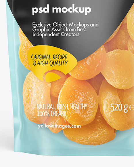 Frosted Plastic Pouch w  Dried Apricots Mockup PSD #7