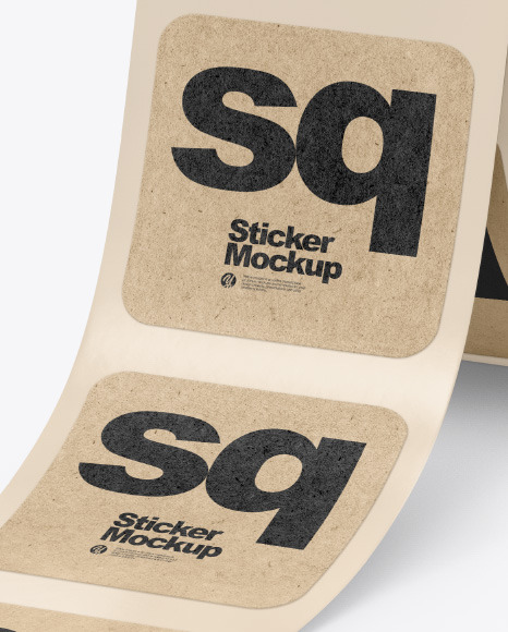 Roll with Kraft Stickers Mockup PSD #6