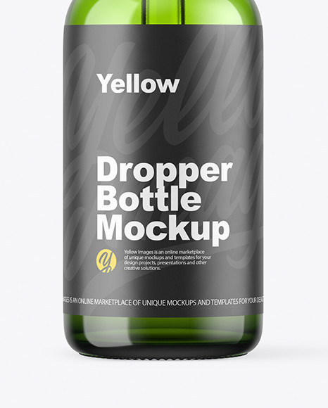 Green Glass Dropper Bottle Mockup PSD #1