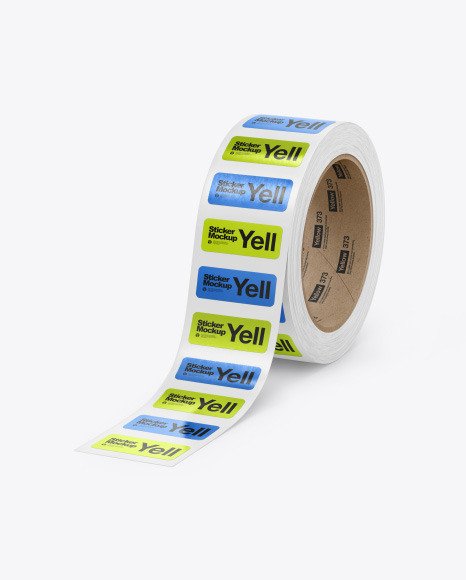 Roll with Metallic Stickers Mockup PSD #2