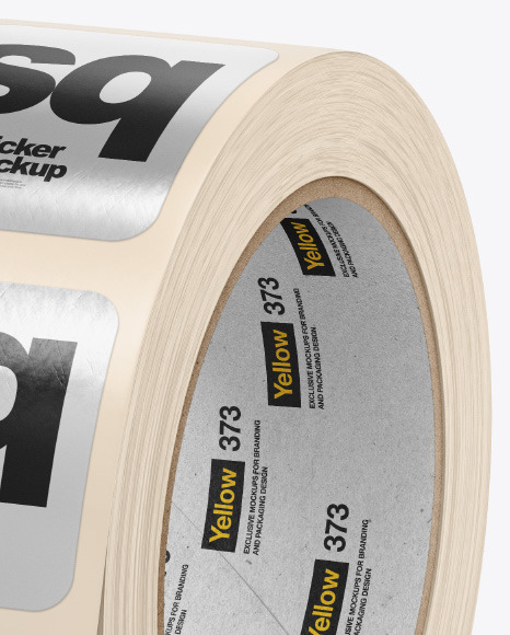 Roll with Metallic Stickers Mockup PSD #1