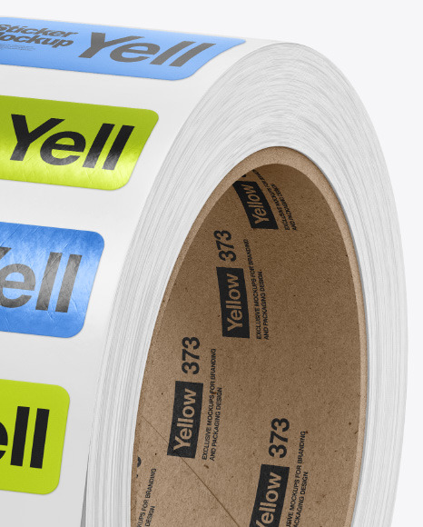 Roll with Metallic Stickers Mockup PSD #7