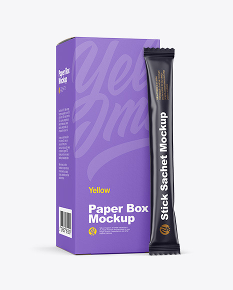 Stick Sachet with Paper Box Mockups 02