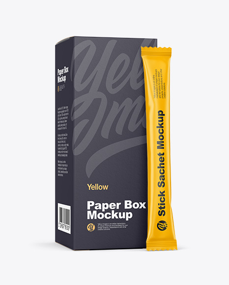 Matte Stick Sachet w  Paper Box Mockup PSD #7