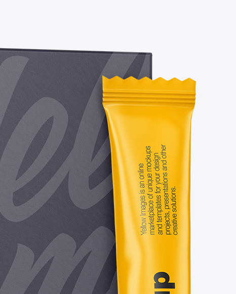 Matte Stick Sachet w  Paper Box Mockup PSD #5