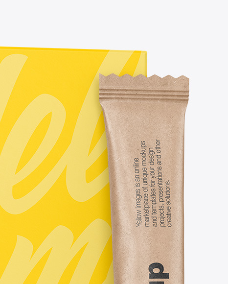 Kraft Stick Sachet w  Paper Box Mockup PSD #1