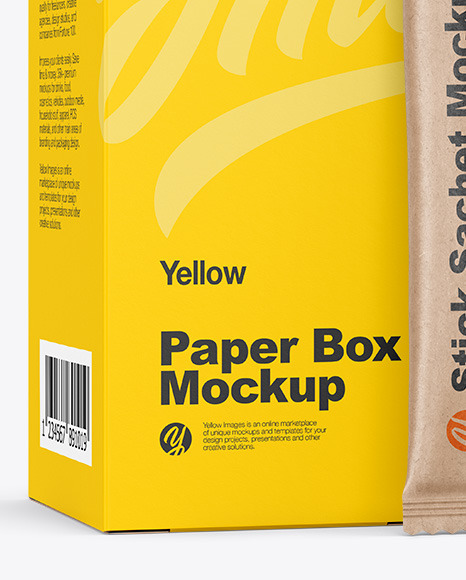 Kraft Stick Sachet w  Paper Box Mockup PSD #6
