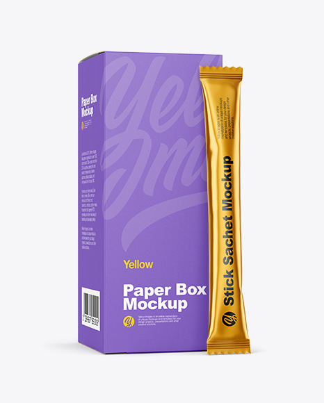 Stick Sachet with Paper Box Mockups 02