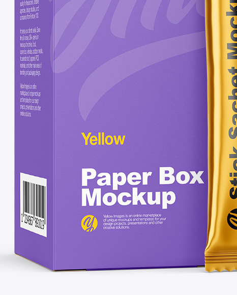 Matte Metallic Stick Sachet w  Paper Box Mockup PSD #6