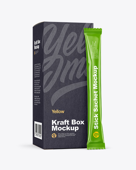 Glossy Stick Sachet w  Kraft Box Mockup PSD #7