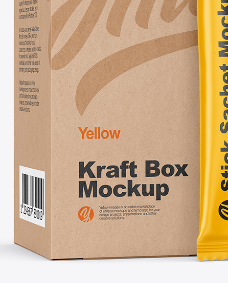Matte Stick Sachet w  Kraft Box Mockup PSD #6