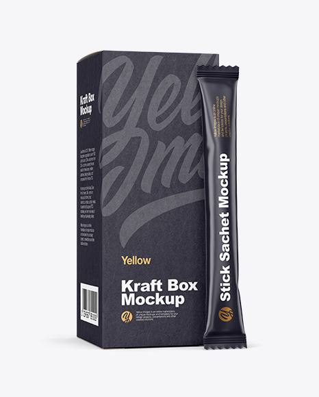 Matte Stick Sachet w  Kraft Box Mockup PSD #7