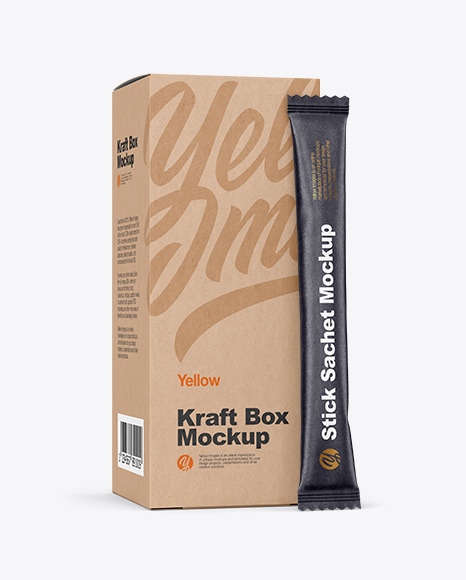 Stick Sachet with Kraft Box Mockups 02