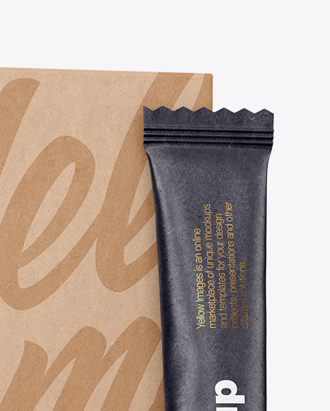 Kraft Stick Sachet w  Kraft Box Mockup PSD #1
