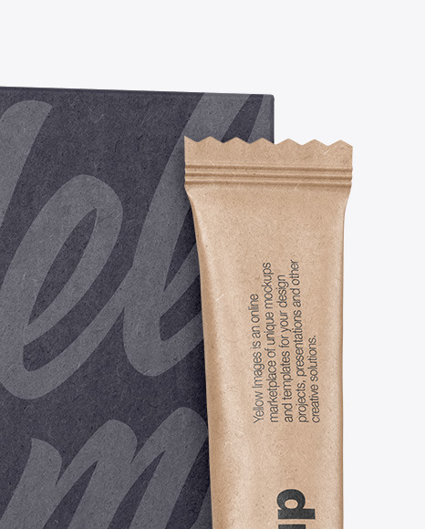 Kraft Stick Sachet w  Kraft Box Mockup PSD #5