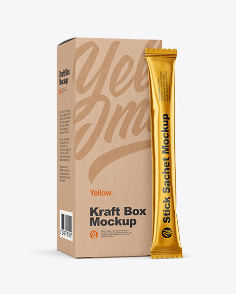 Stick Sachet with Kraft Box Mockups 02