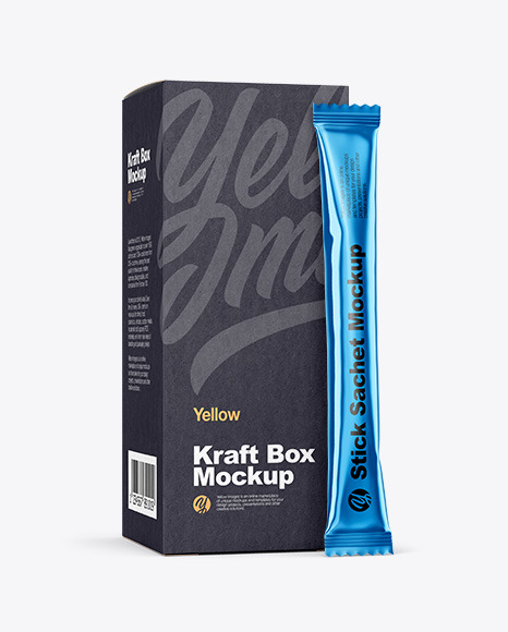Stick Sachet with Kraft Box Mockups 02