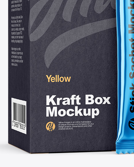 Metallic Stick Sachet w  Kraft Box Mockup PSD #6