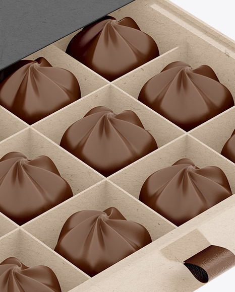 Download Kraft Paper Box Of Chocolate Sweets Mockup In Box Mockups On Yellow Images Object Mockups