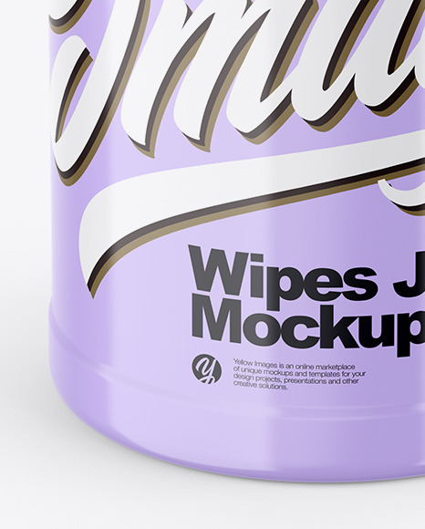 Glossy Wipes Jar Mockup PSD #1