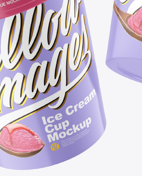 Two Glossy Ice Cream Cups Mockup PSD #1