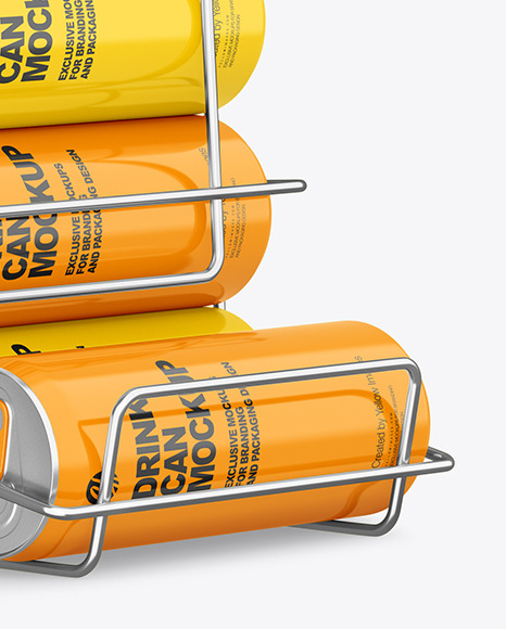 Display Stand w  Glossy Cans Mockup PSD #1