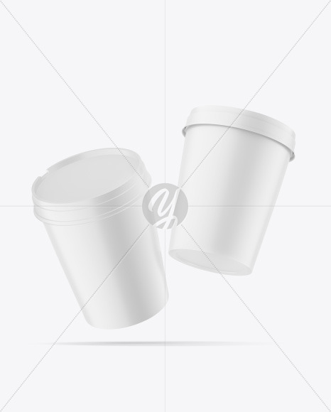 Two Matte Ice Cream Cups Mockup PSD #1