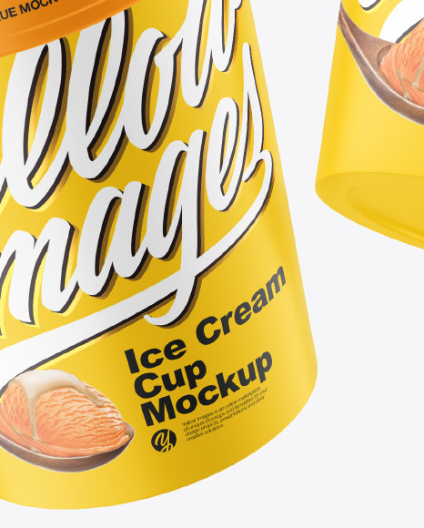 Two Matte Ice Cream Cups Mockup PSD #4