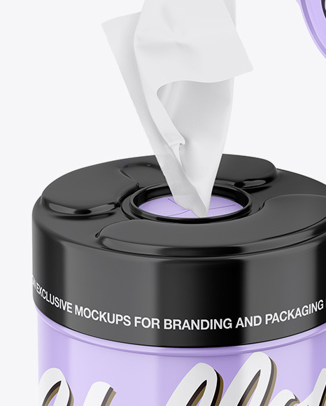 Glossy Wipes Jar Mockup PSD #2