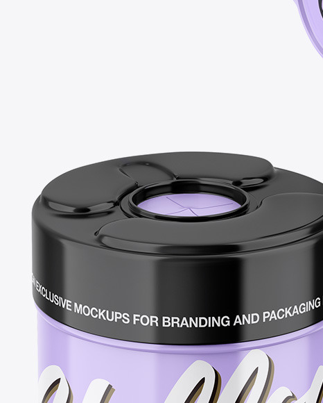 Glossy Wipes Jar Mockup PSD #1