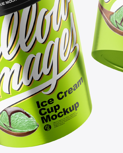 Two Metallic Ice Cream Cups Mockup PSD #1