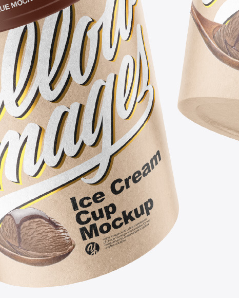 Two Kraft Ice Cream Cups Mockup PSD #1
