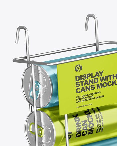 Display Stand w  Metallic Cans Mockup PSD #2
