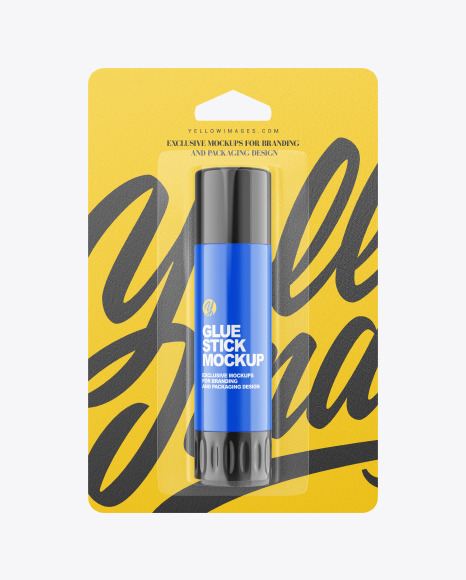 Download Glossy Glue Stick Blister Pack Mockup Yellow Author