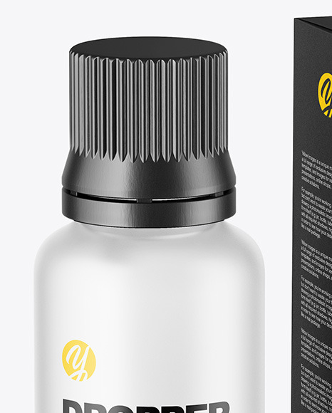 Frosted Glass Dropper Bottle with Paper Box Mockup PSD #7